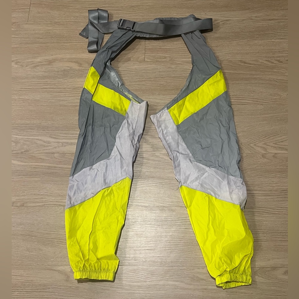 Neon Yellow and Grey Reflective Rave Chaps With Belt Size Large